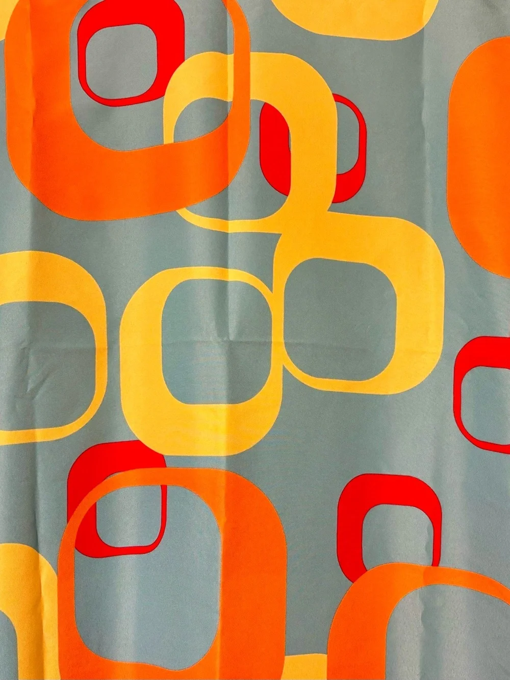 Retro Geometric Shower Curtain — Teal, Orange & Yellow